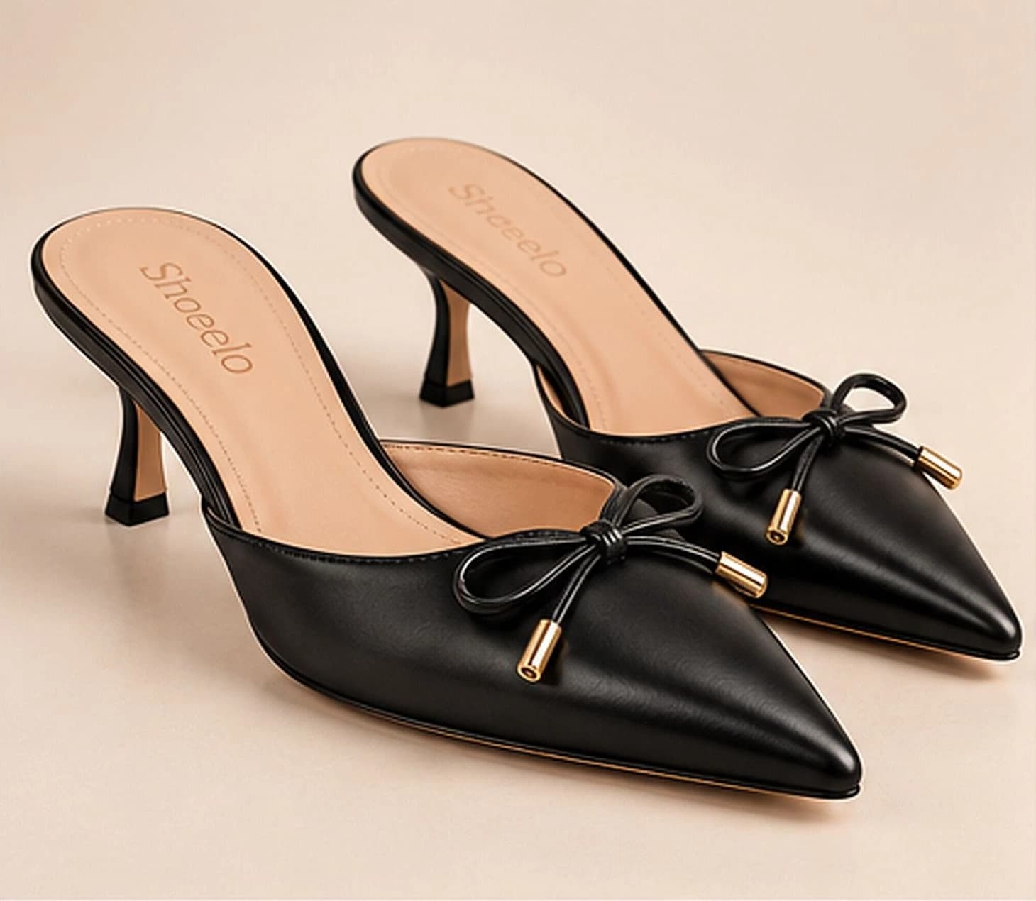 Celina Kitten Heel Mule in Noir