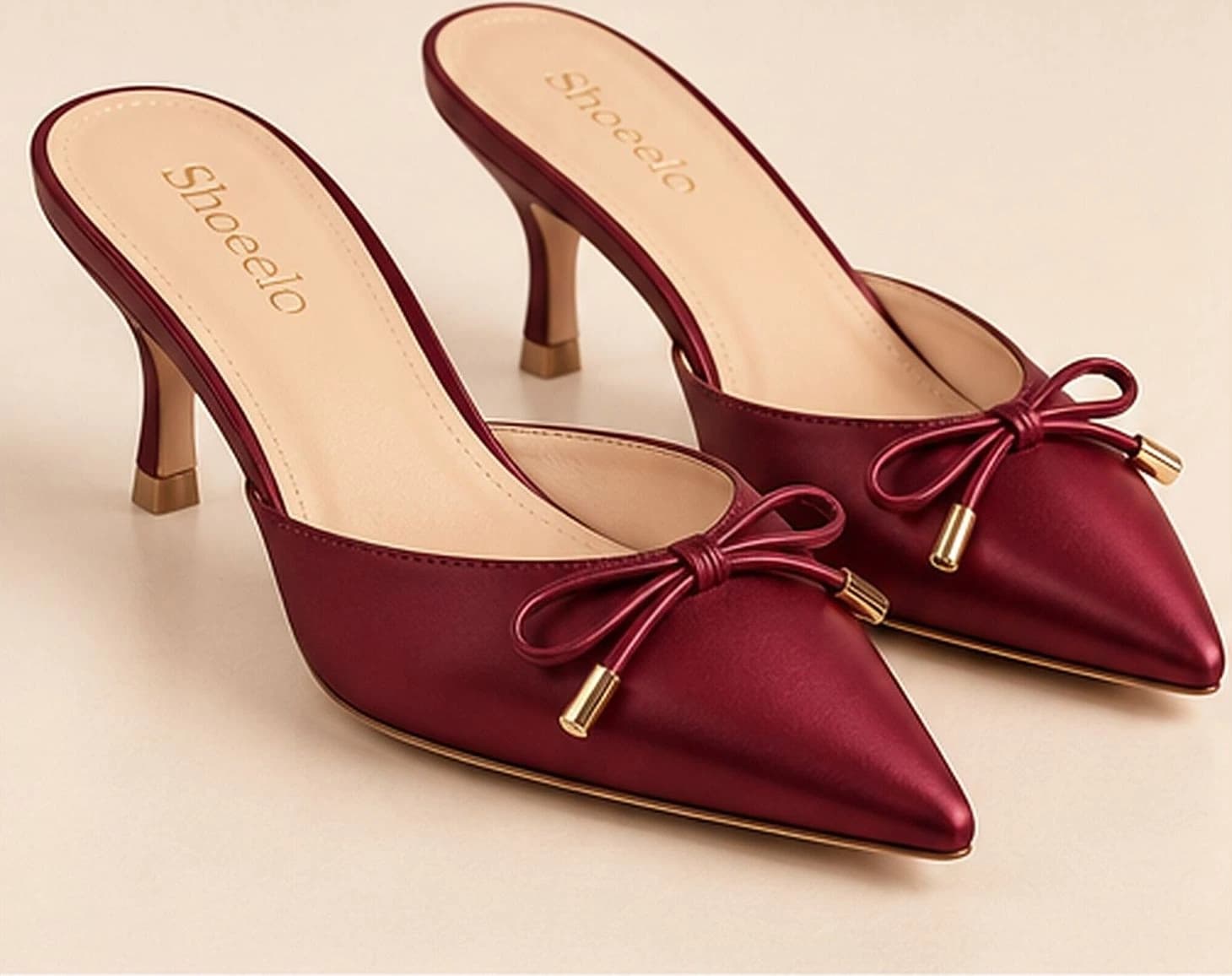 Celina Kitten Heel Mule in Burgundy