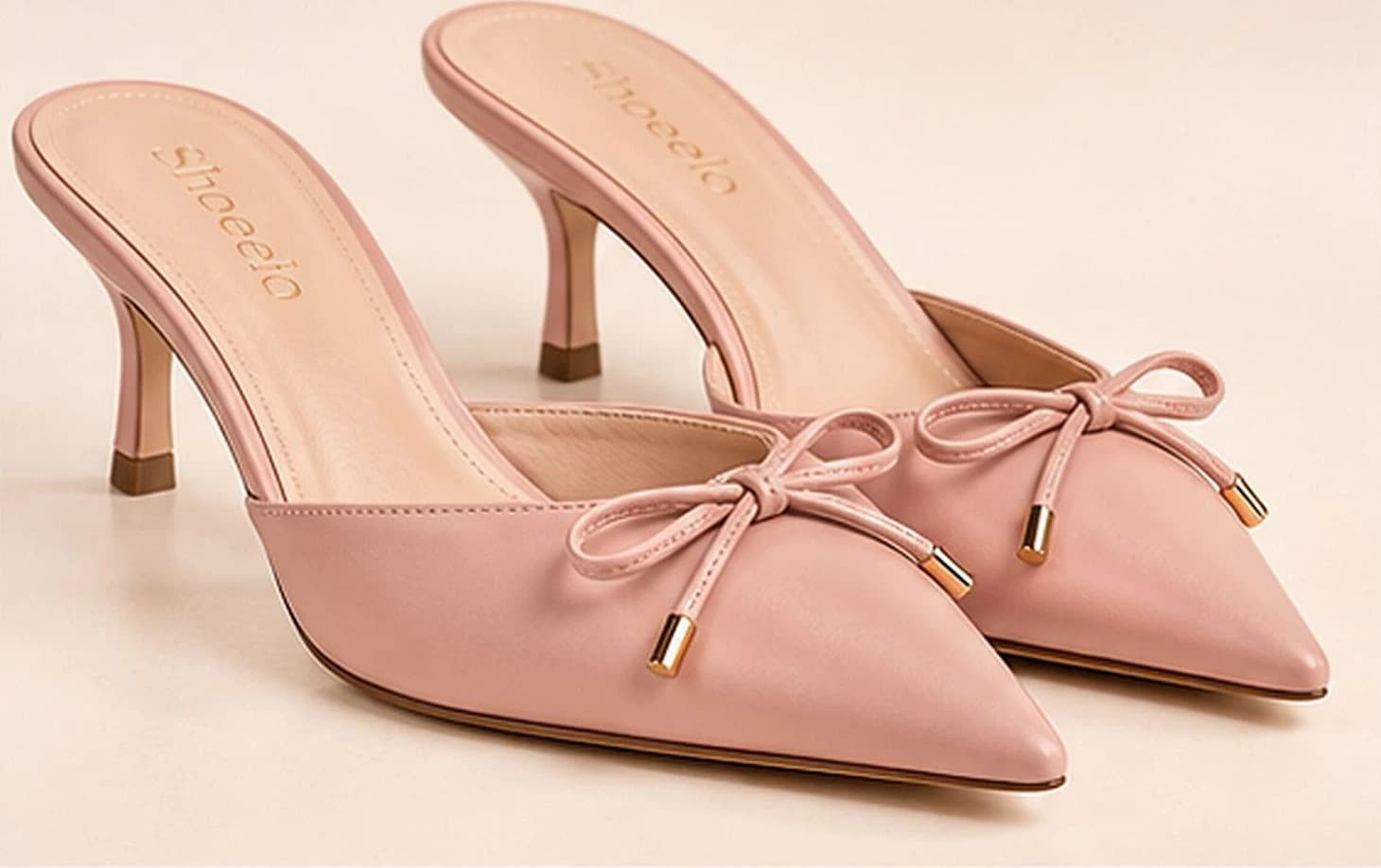 Celina Kitten Heel Mule in Blush