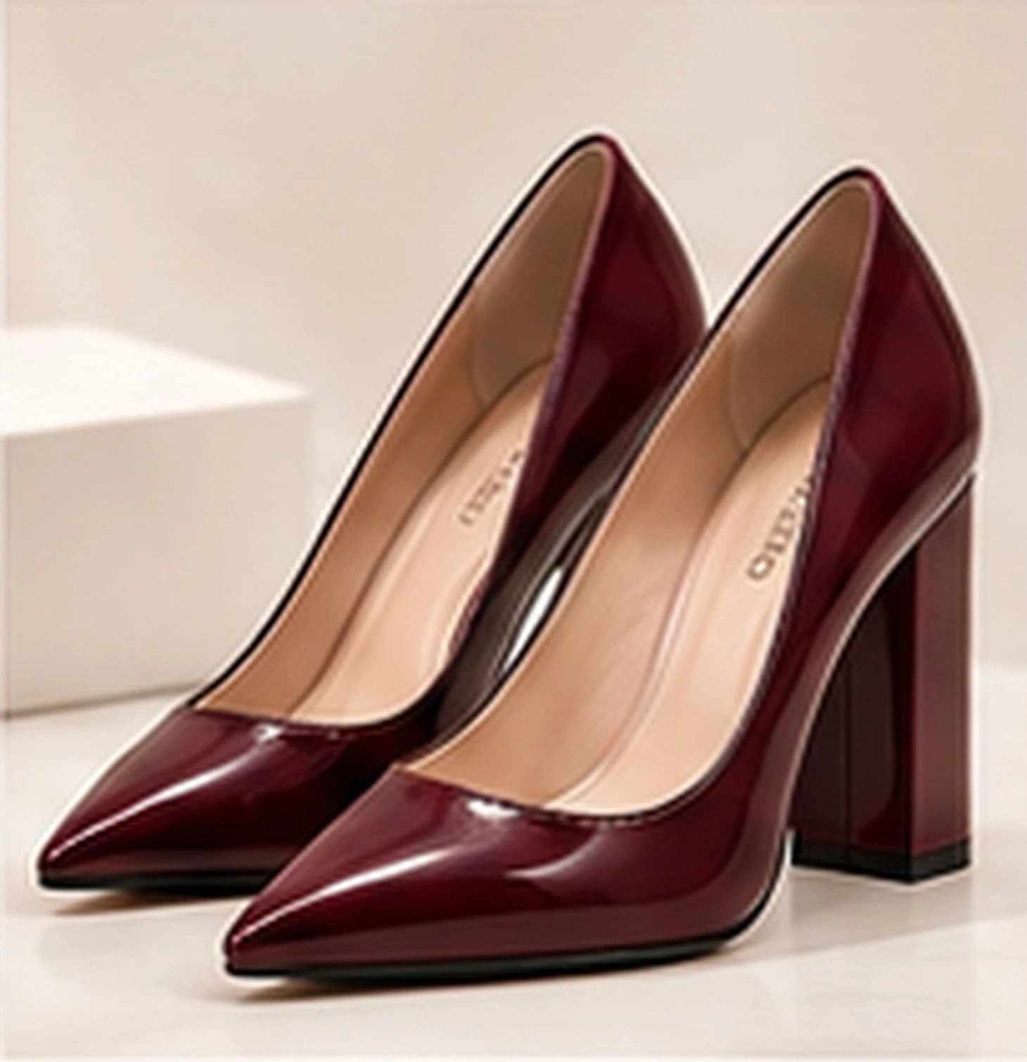 Valencia Block-Heel Pump in Burgundy