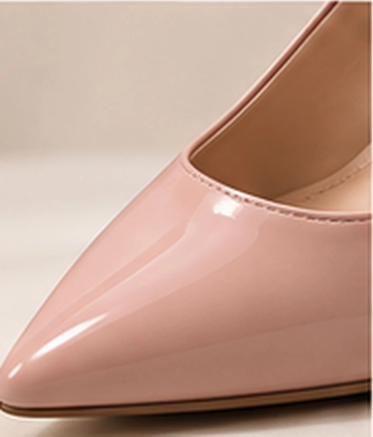 Valencia Block-Heel Pump in Blush — close detail