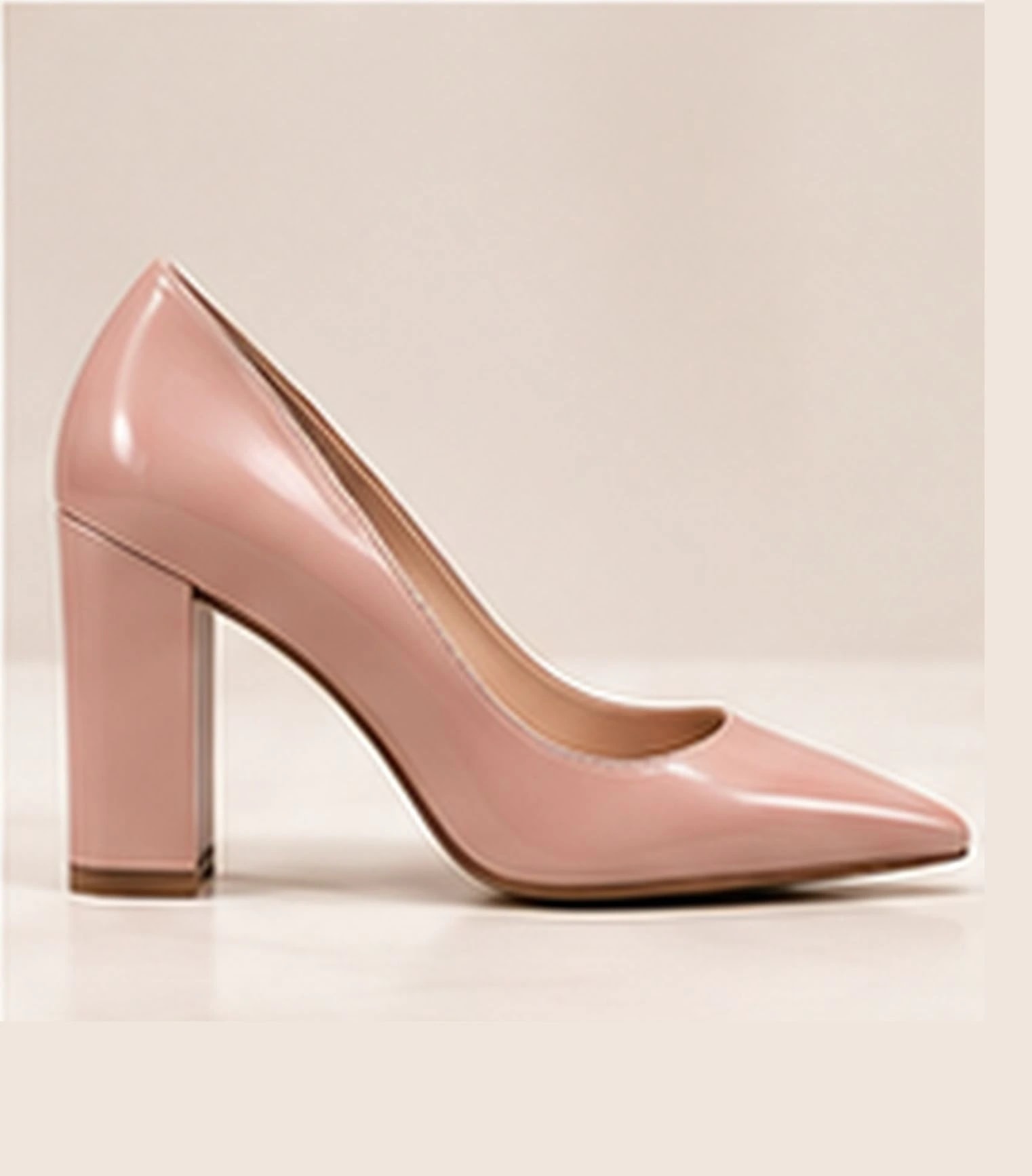 Valencia Block-Heel Pump in Blush, from the side