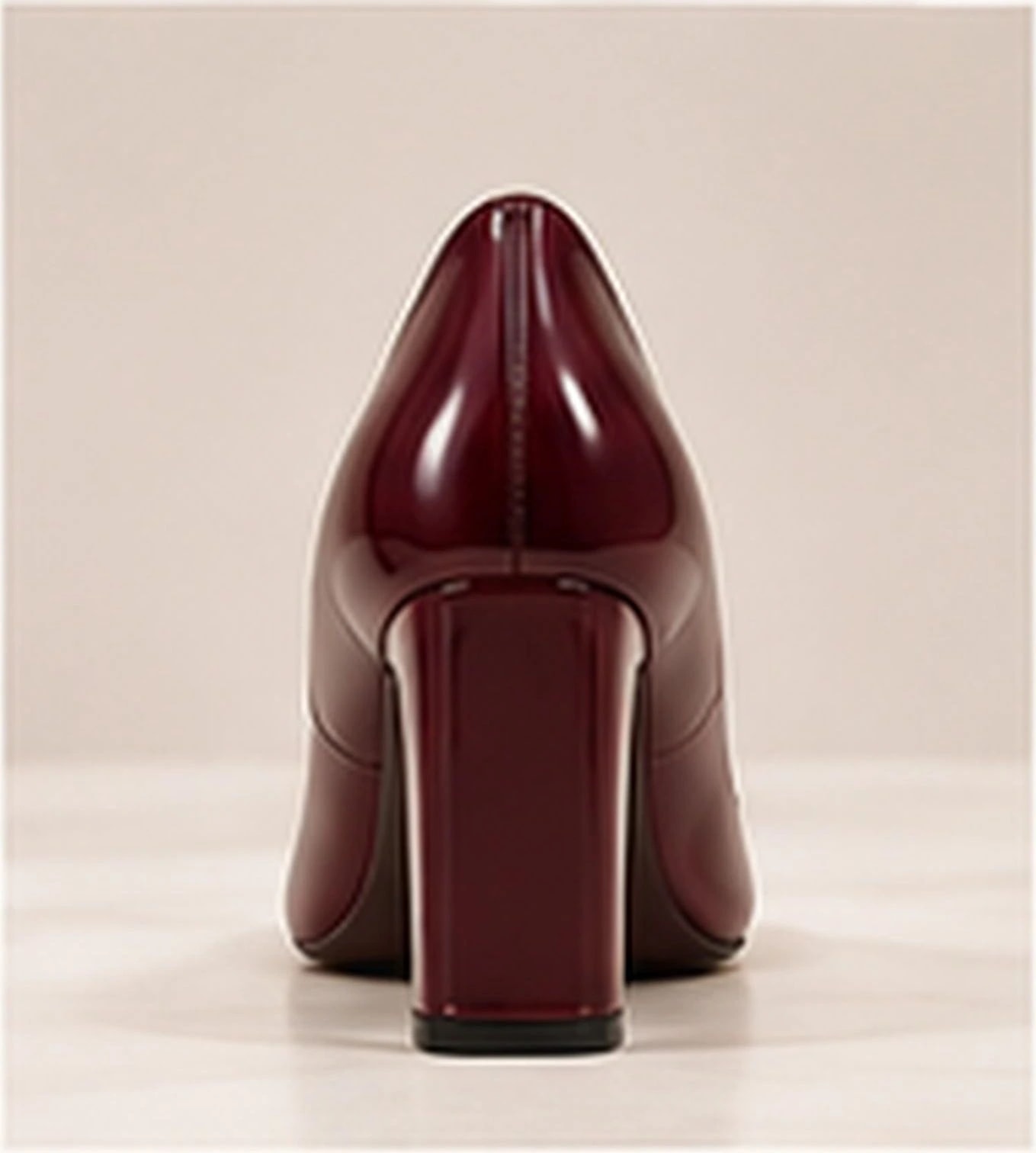 Valencia Block-Heel Pump in Burgundy, from behind