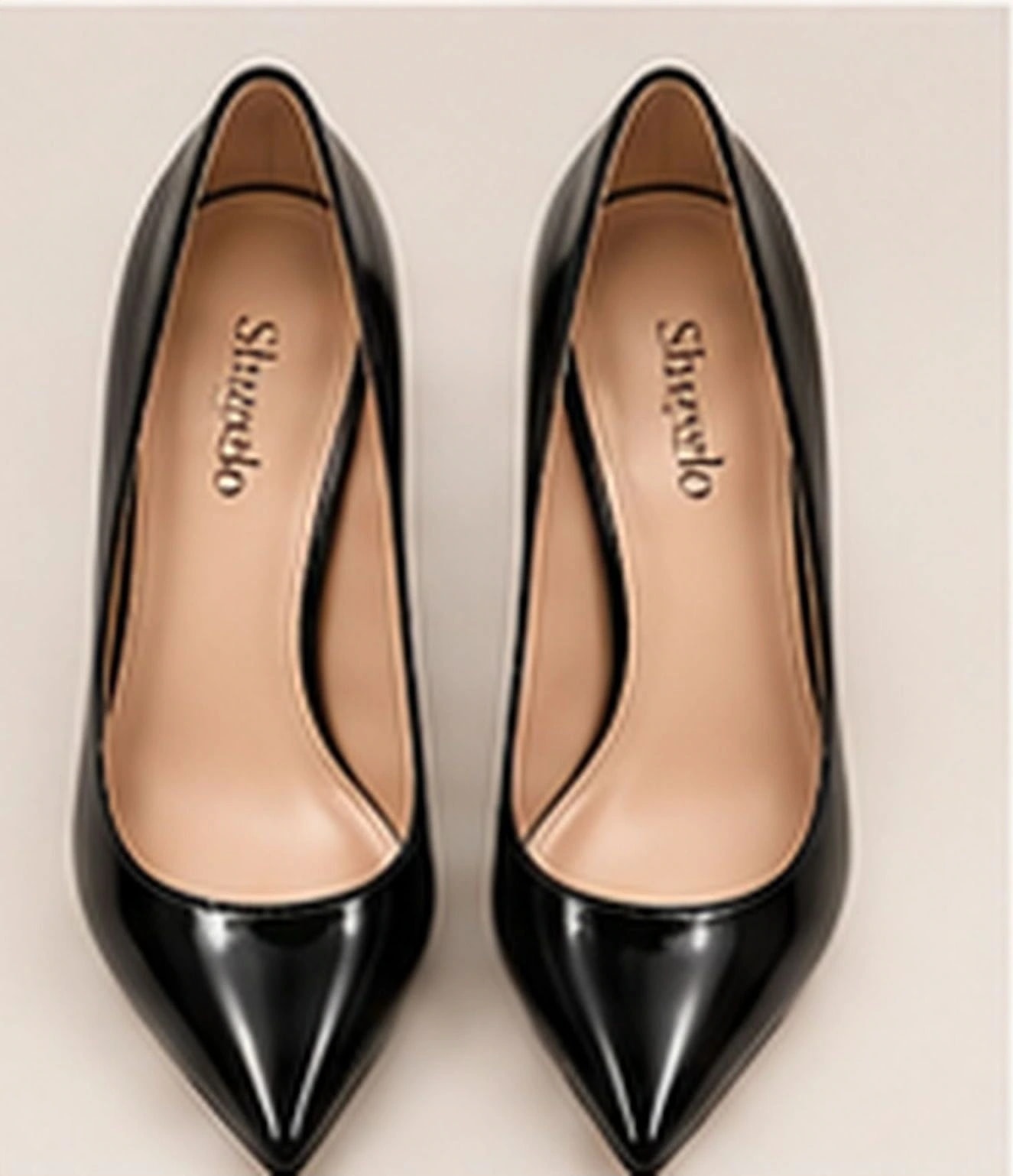 Valencia Block-Heel Pump in Noir, from above