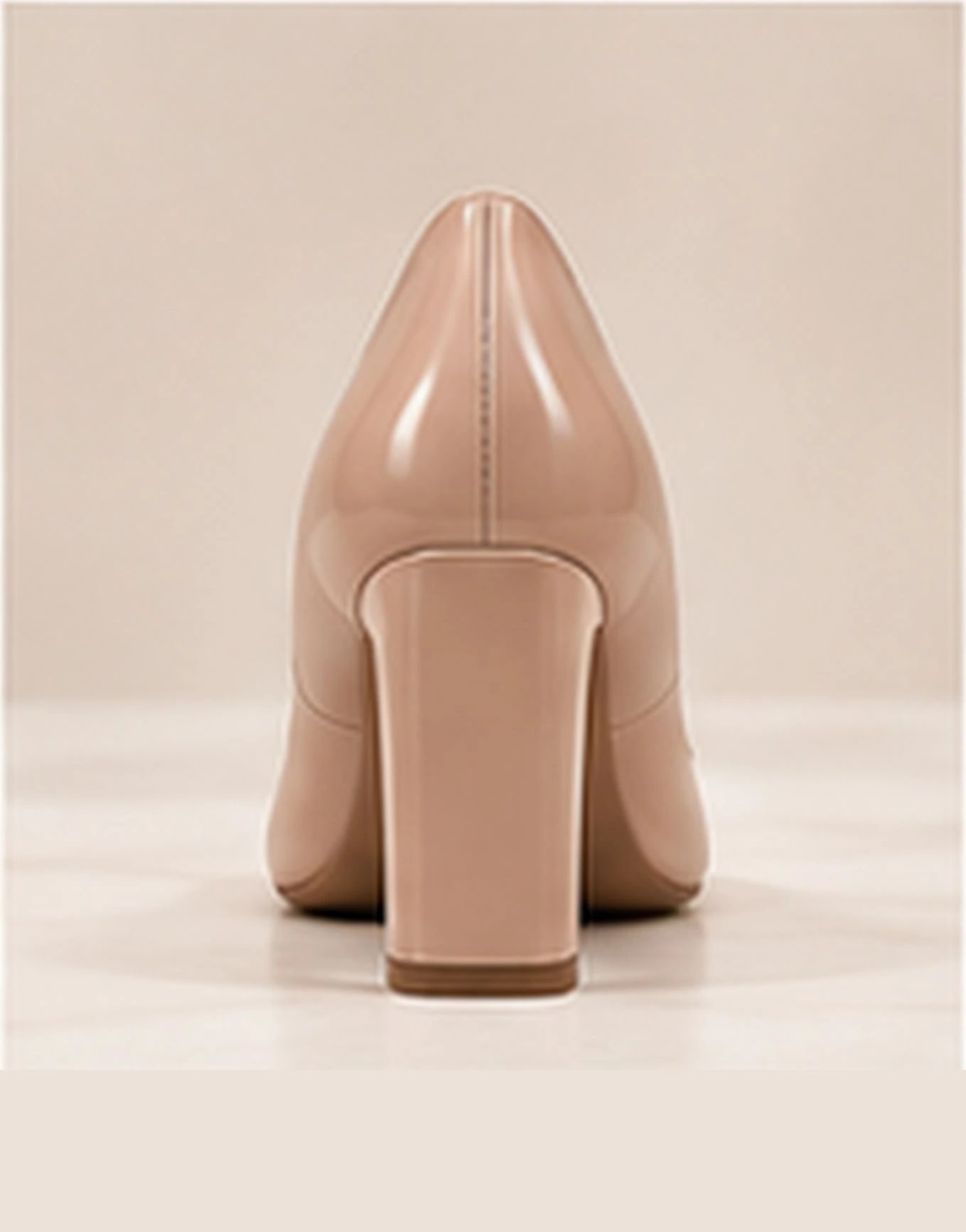 Valencia Block-Heel Pump in Nude, from behind