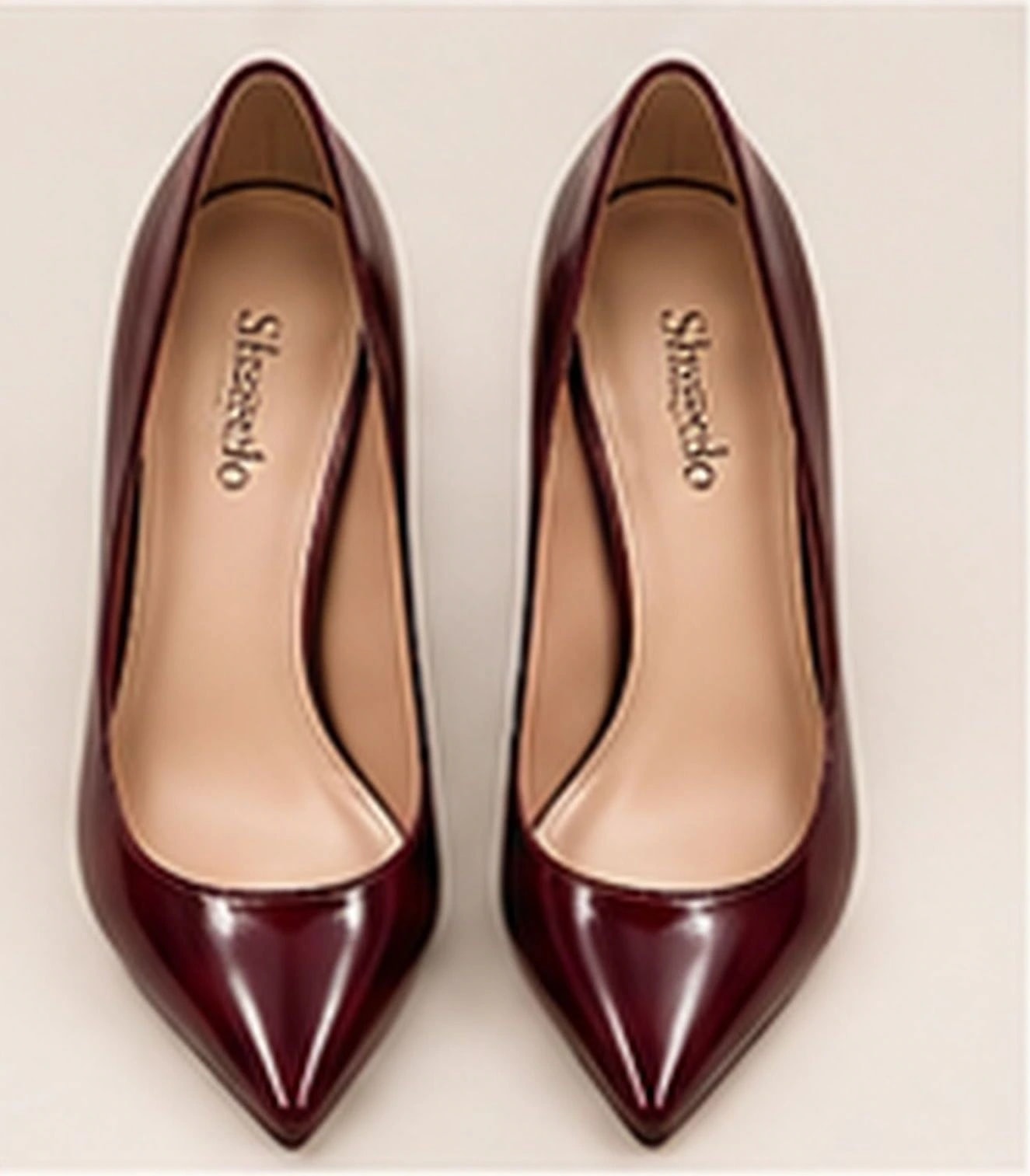 Valencia Block-Heel Pump in Burgundy, from above