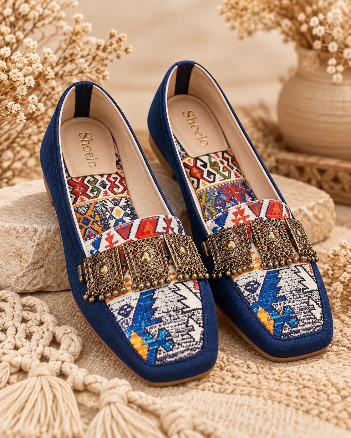 Embellished Kilim Loafer in Blue