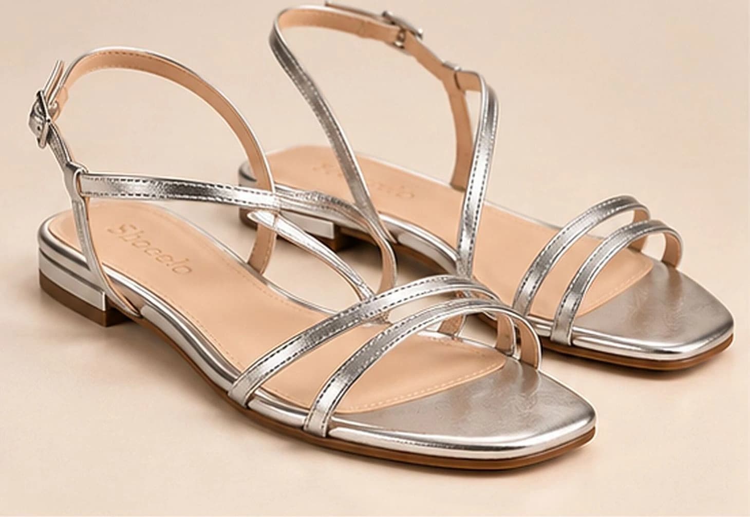 Riviera Strappy Flat Sandal in Silver